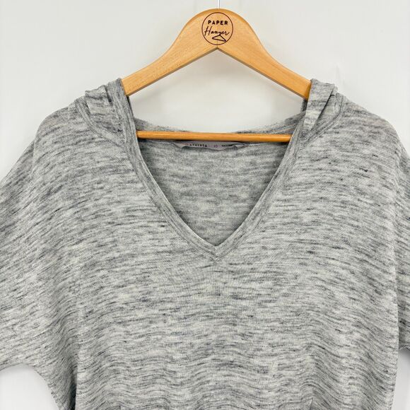 ATHLETA Oversized Short Sleeve Hooded Grey Pullover, Sz XS, Side Slits Cover Up - Picture 5 of 11